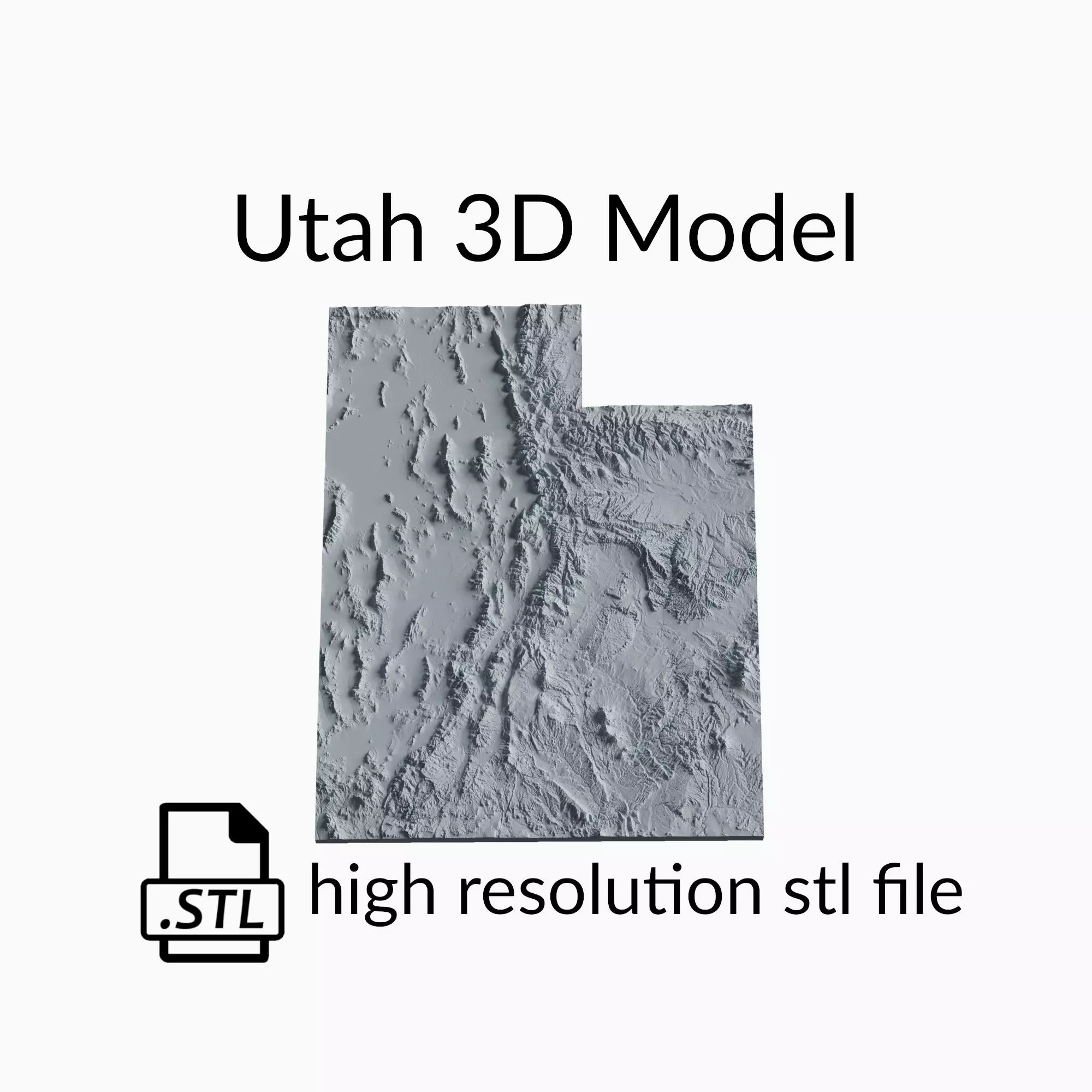 USA State of Utah Topographic Map - 3D Terrain Topography 3D print model_0