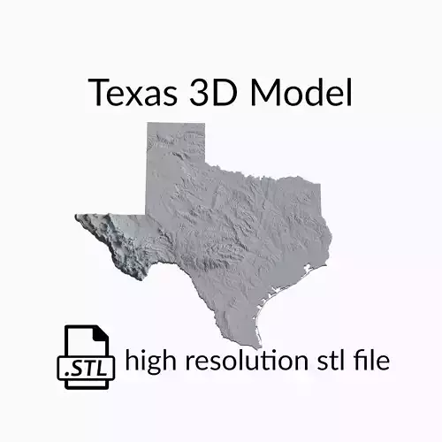 USA State of Texas Topographic Map - 3D Terrain Topography 3D print model