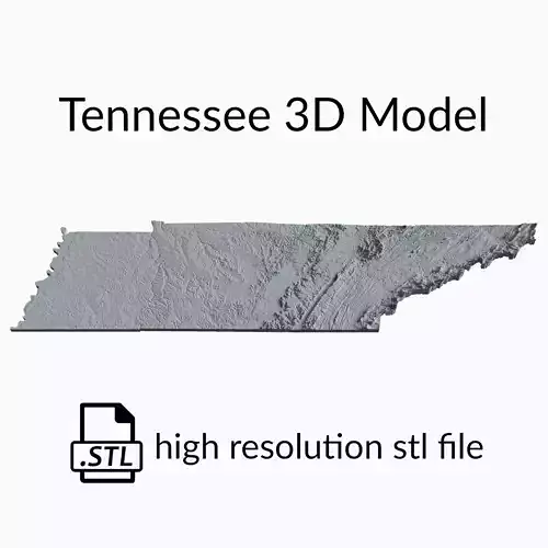 USA State of Tennessee Topographic Map - 3D Terrain