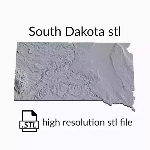 USA State of South Dakota Topographic Map - 3D Terrain Topo