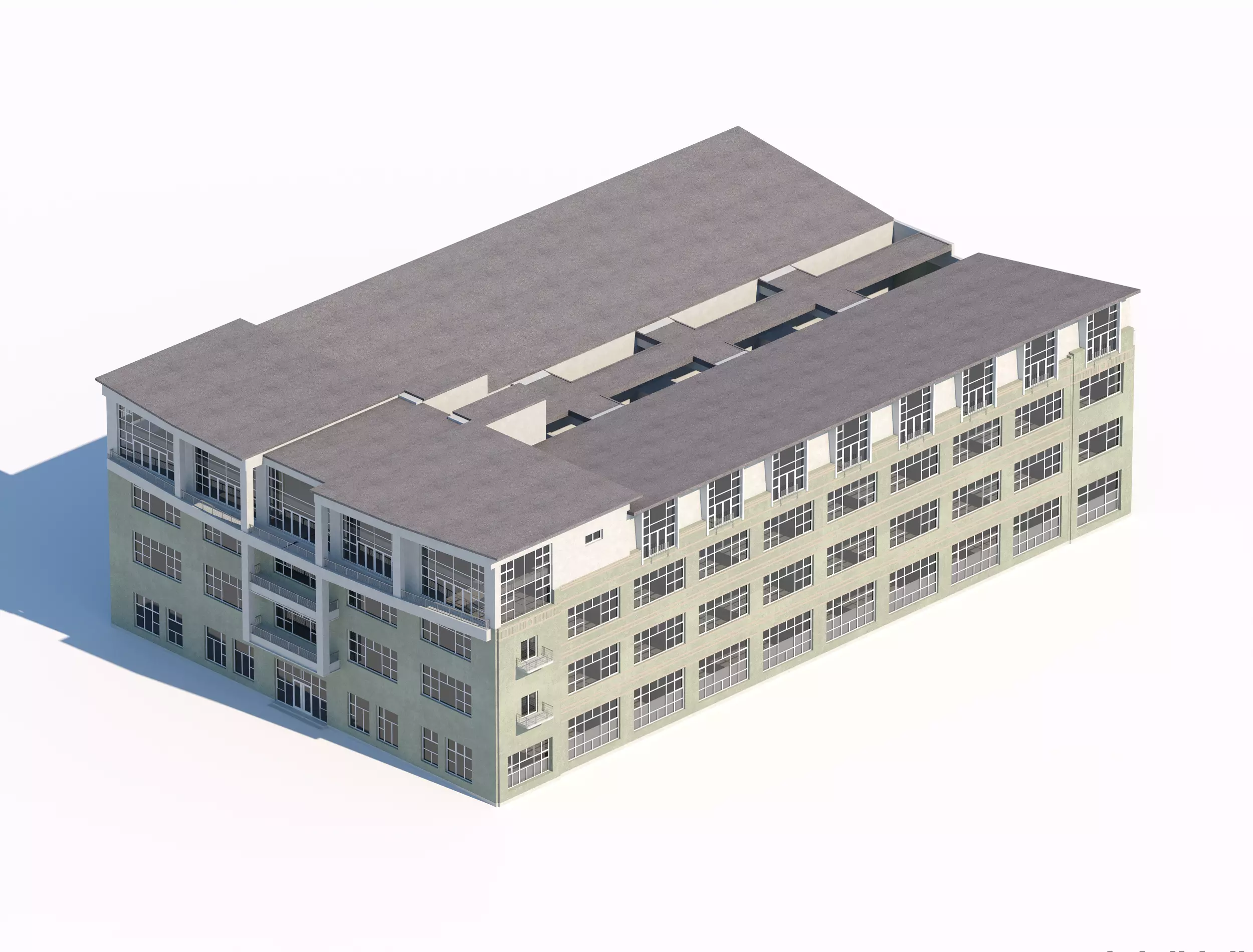 Industrial Building with Large Windows 3D model_0