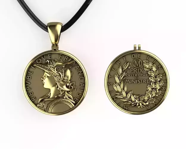 French Republique Francaise Coin pendant 3D print model
