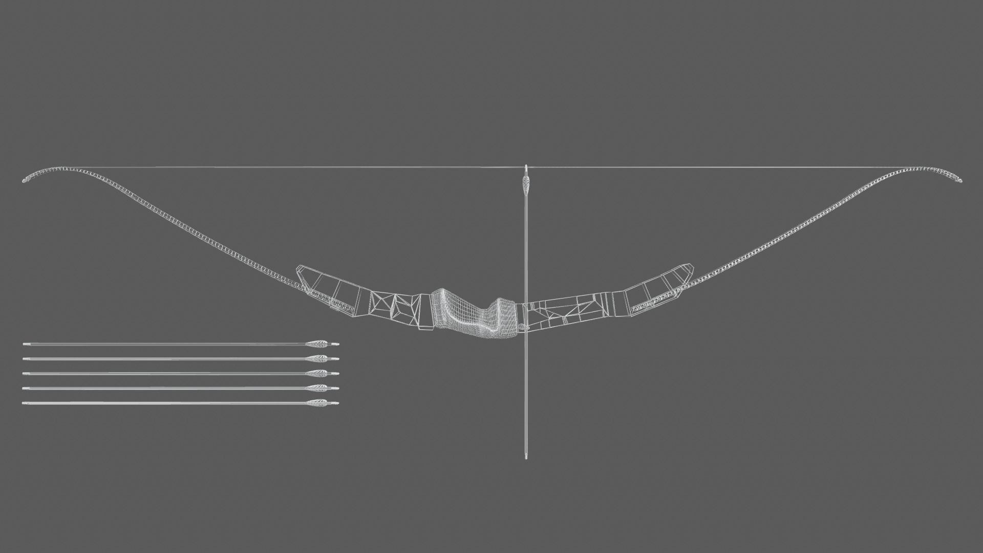 Bare Bow and Arrows Archery 3D model_2