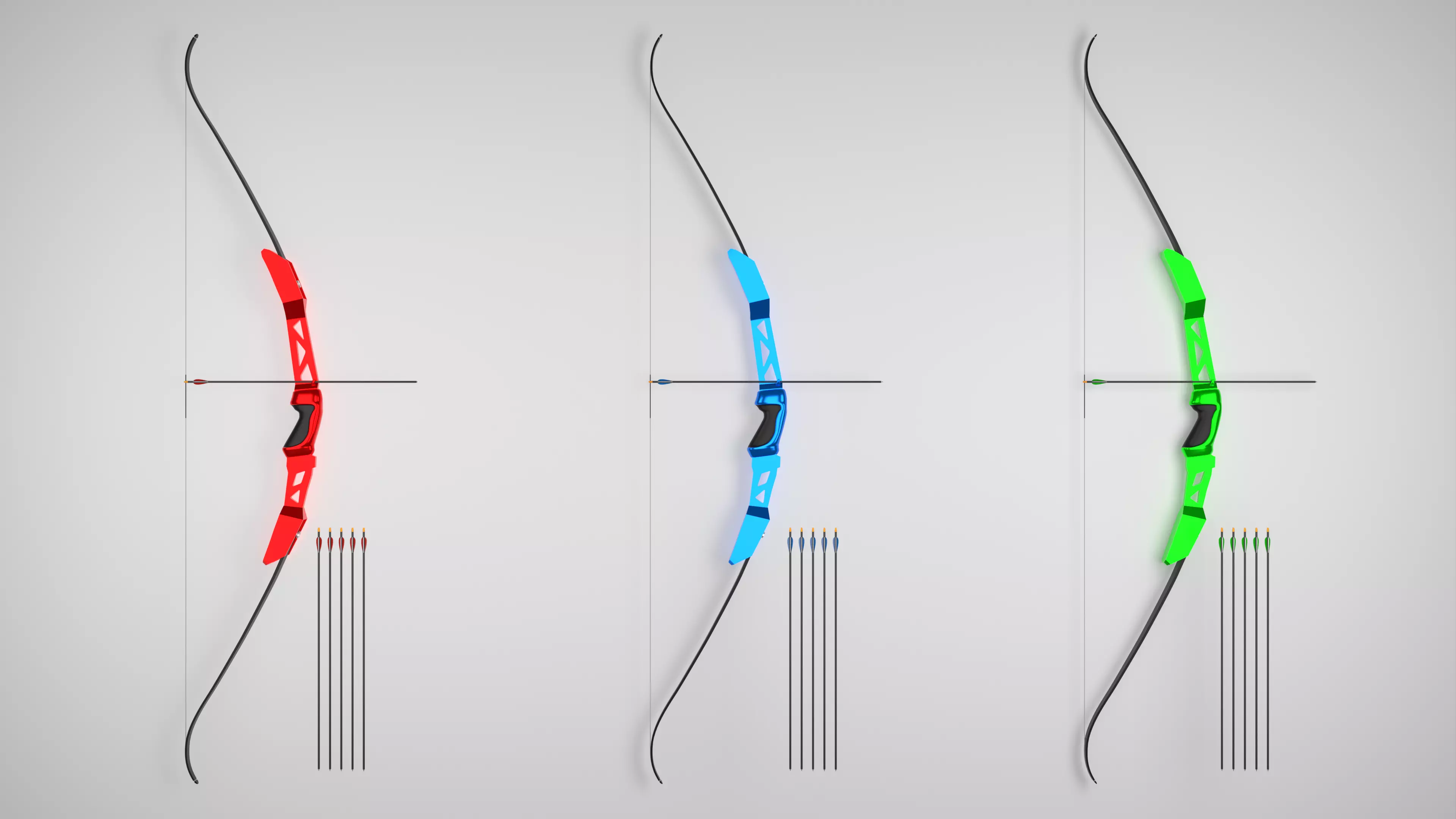 Bare Bow and Arrows Archery 3D model_0