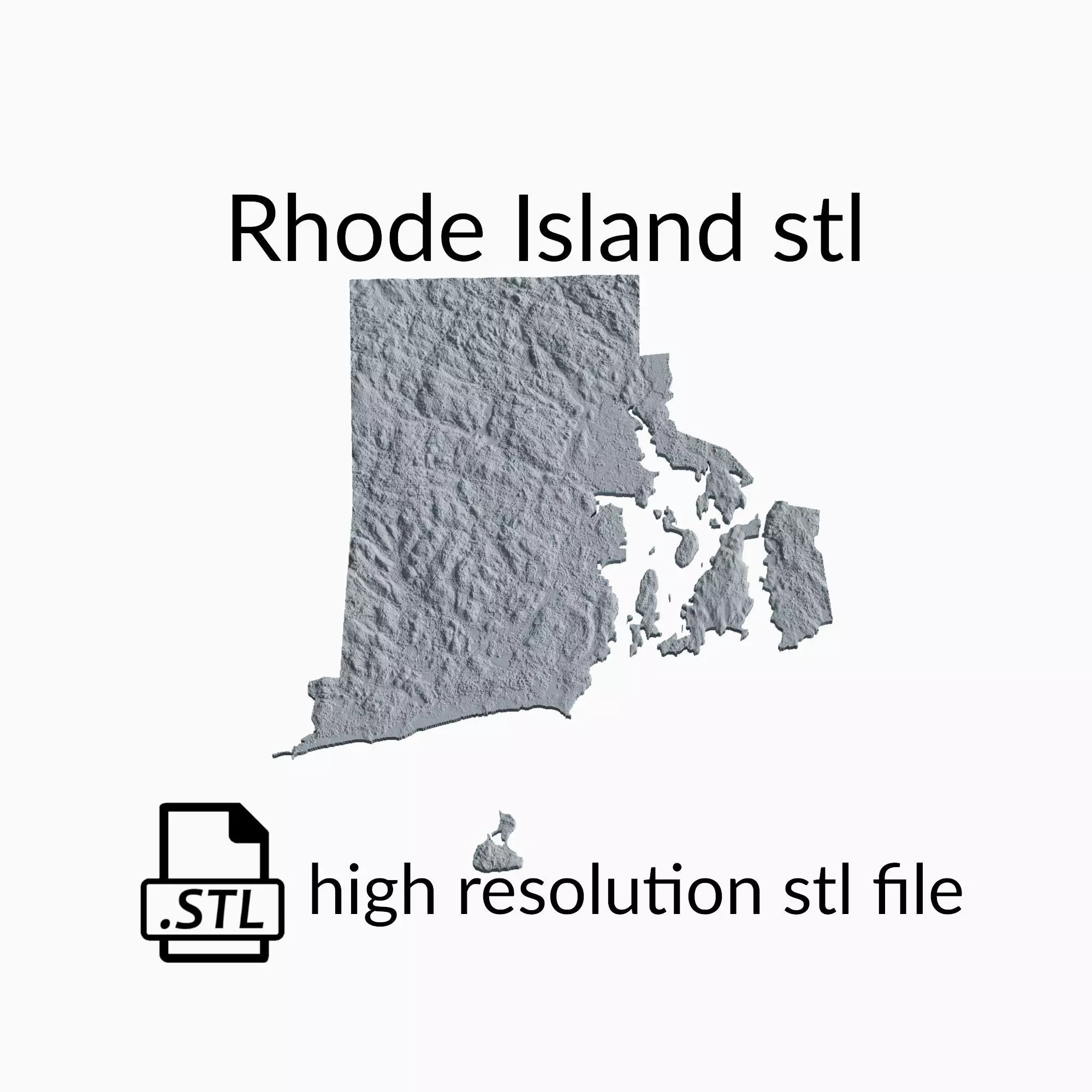 USA State of Rhode Island Topographic Map - 3D Terrain 3D print model_0