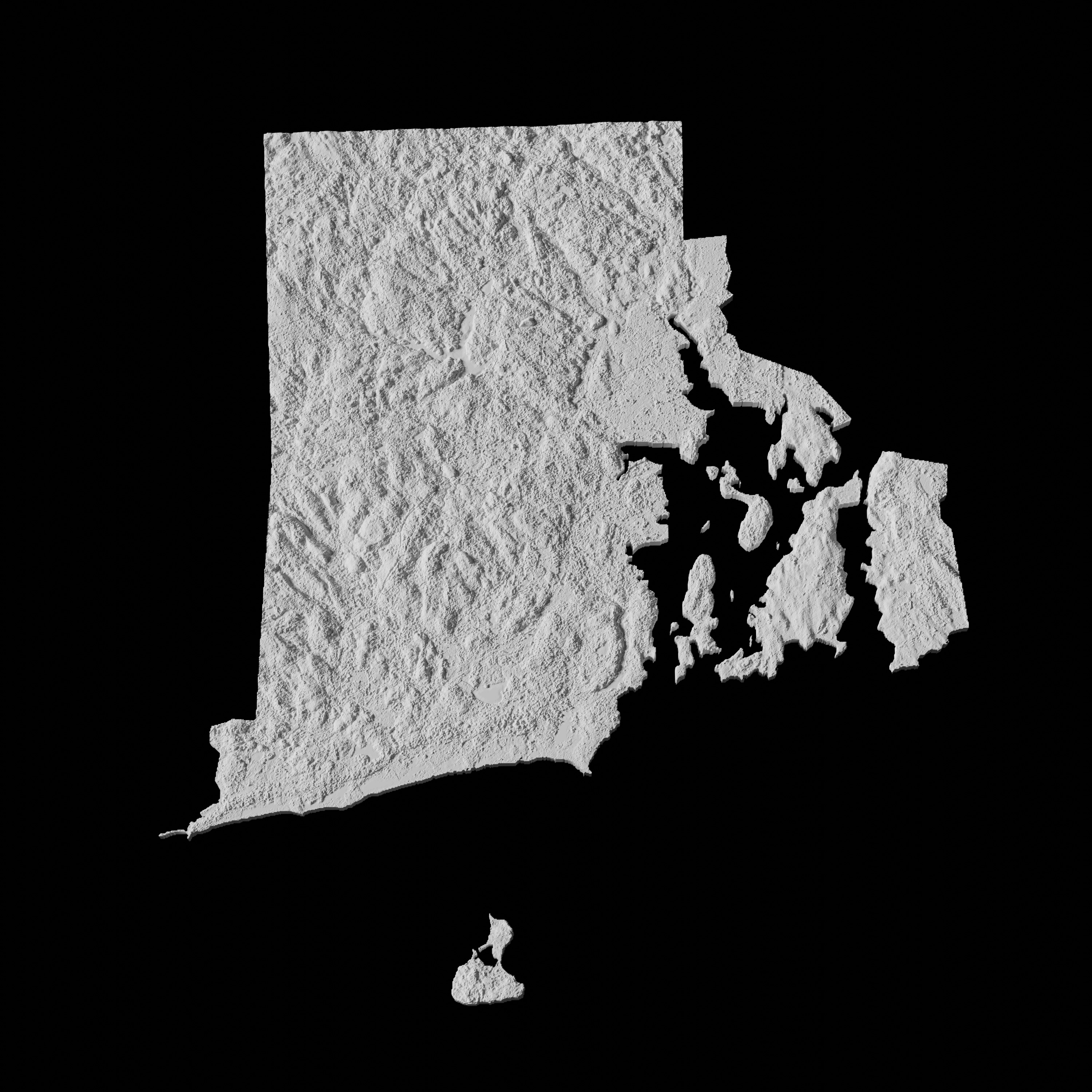 USA State of Rhode Island Topographic Map - 3D Terrain 3D print model_1