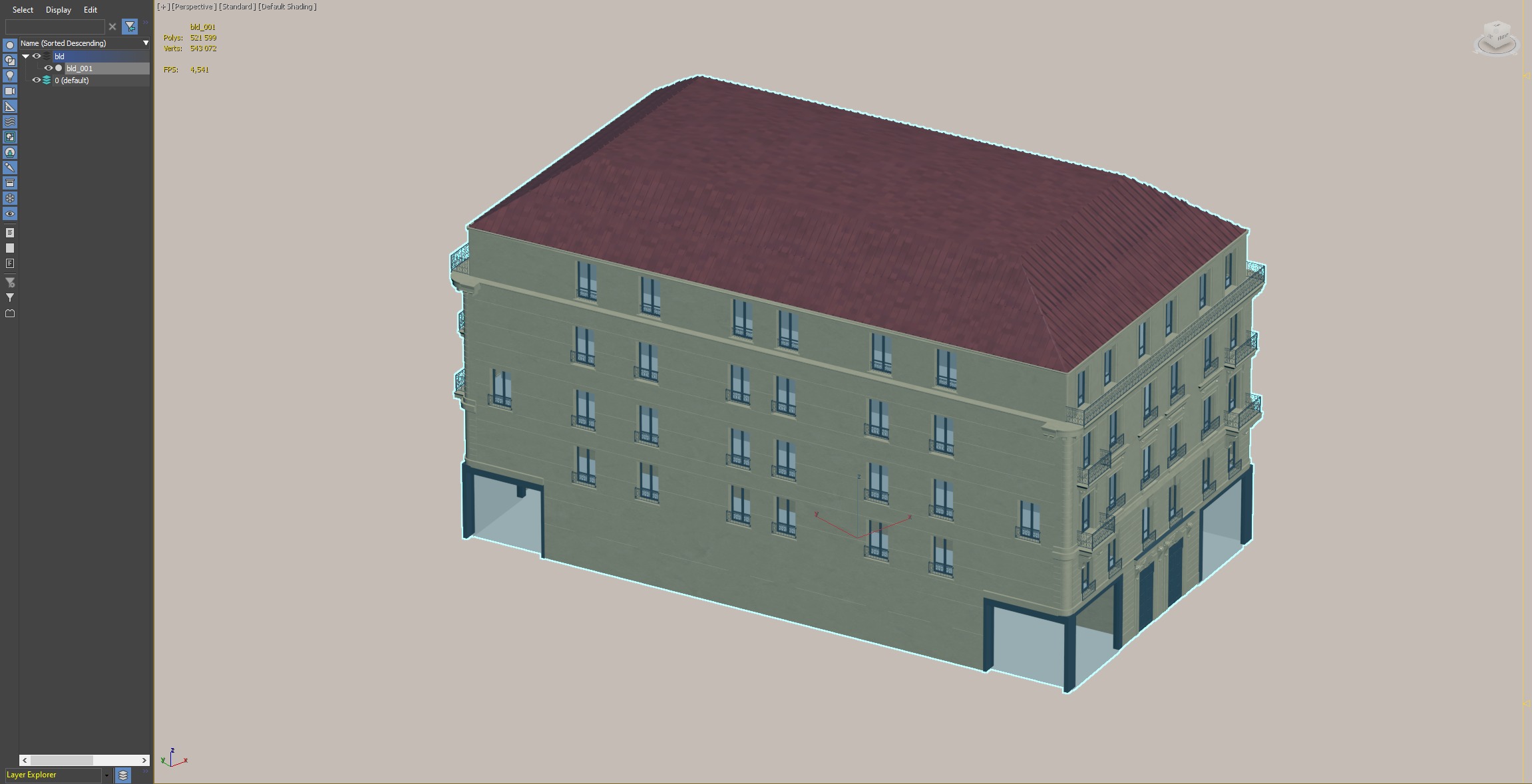 Classic five-story apartment building 3D model_2