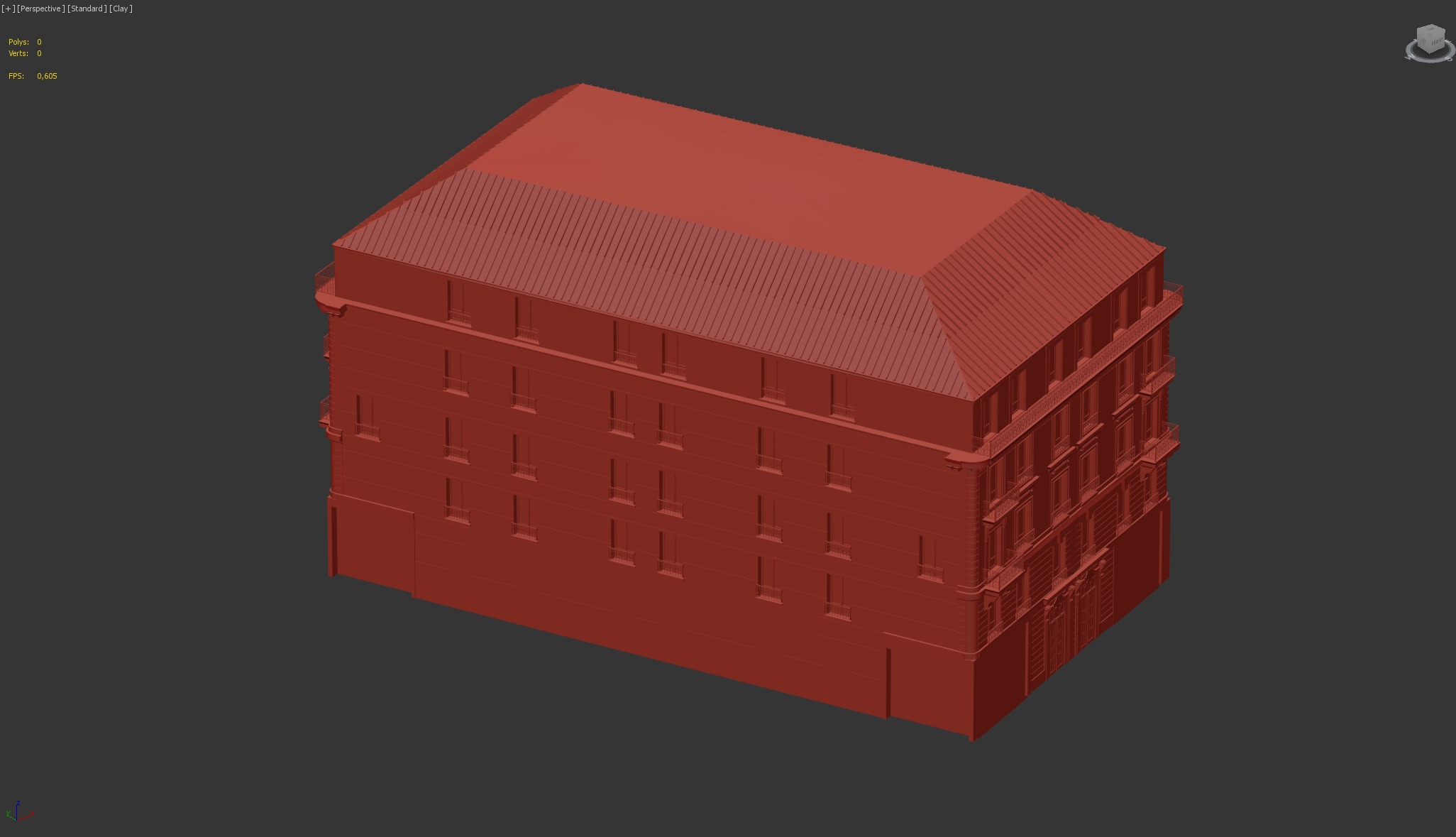 Classic five-story apartment building 3D model_5
