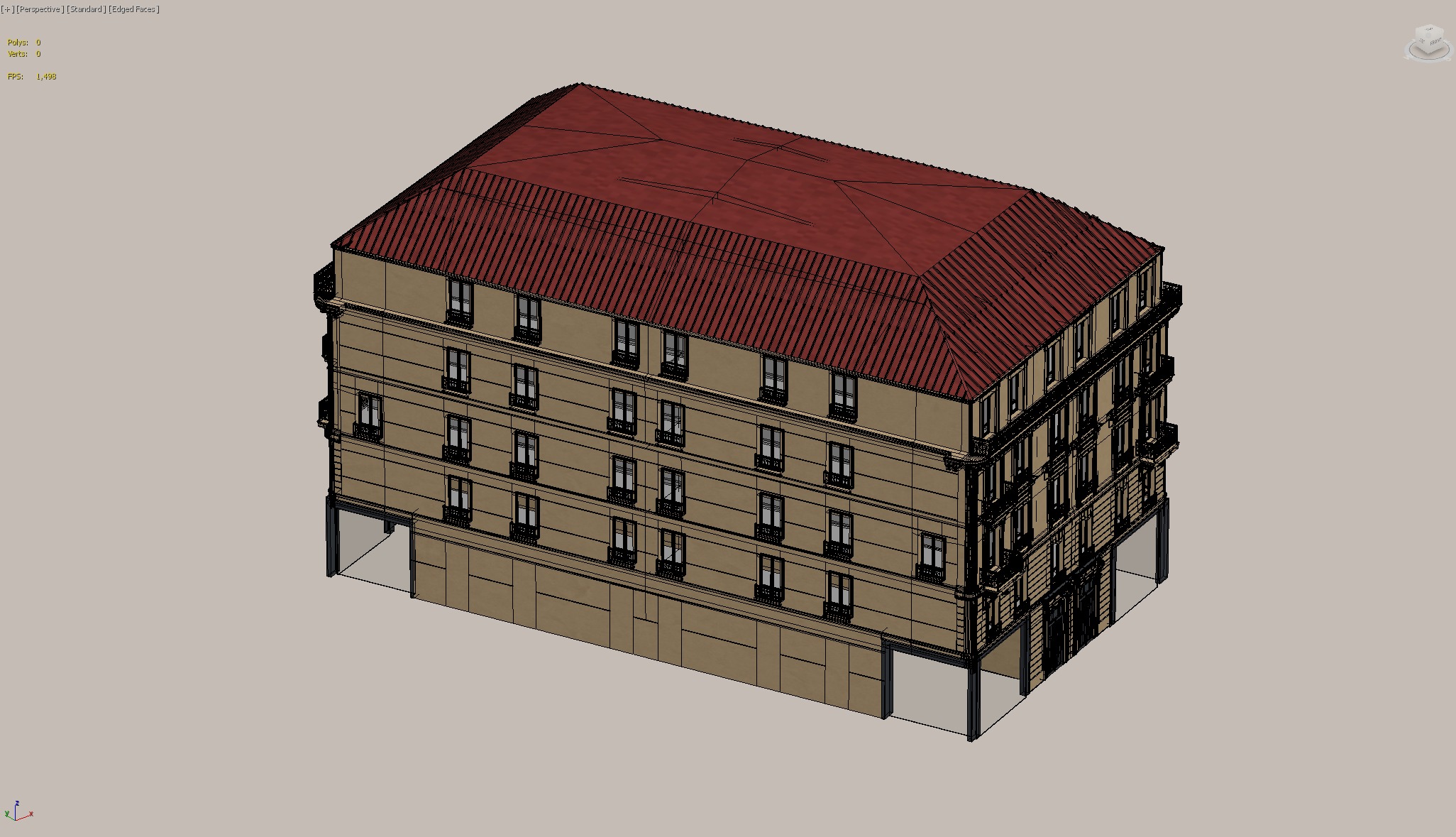 Classic five-story apartment building 3D model_3