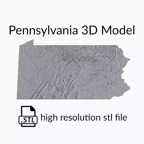 USA State of Pennsylvania Topographic Map - 3D Terrain