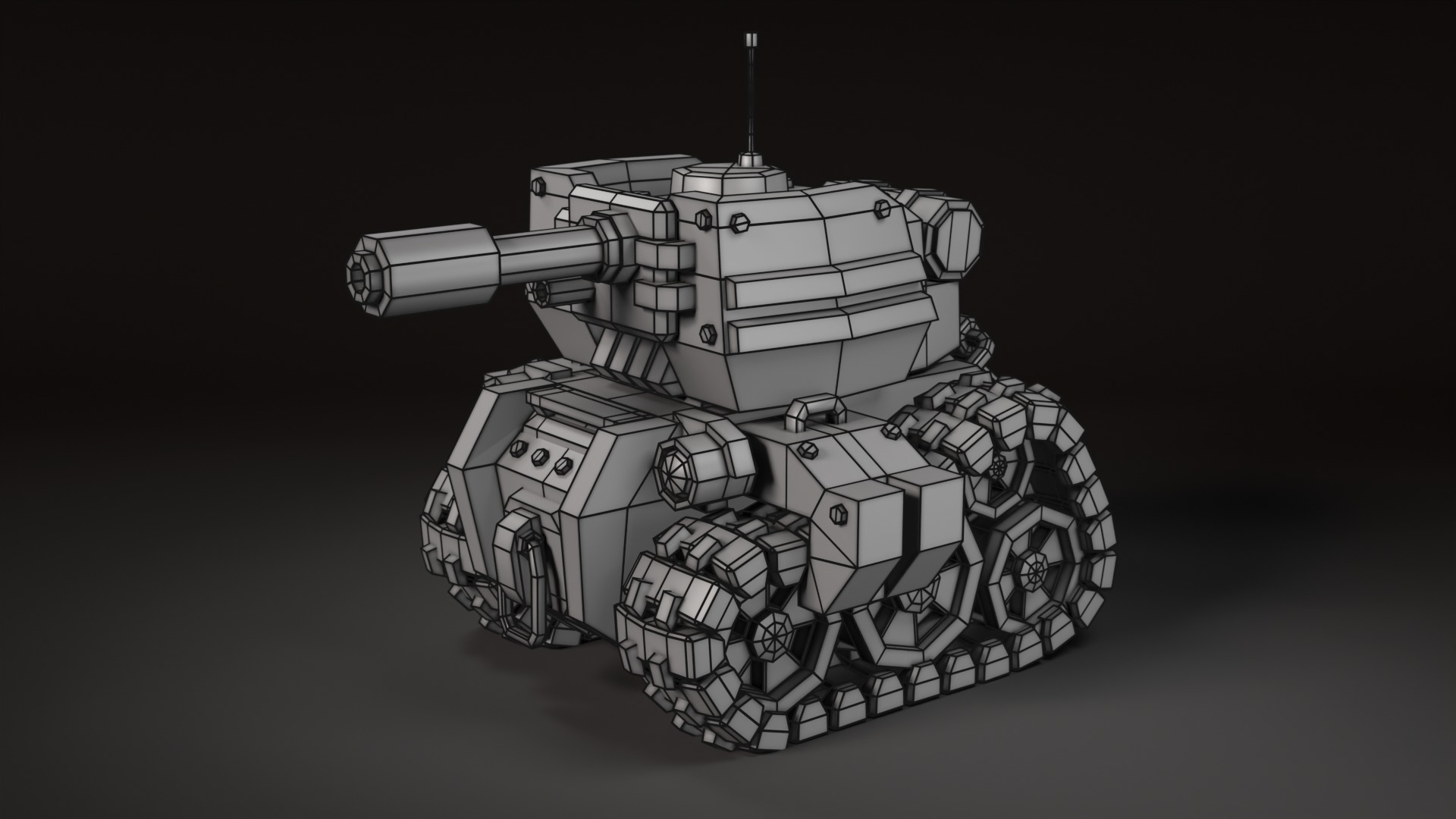 Stylized Tank Low-poly 3D model_6