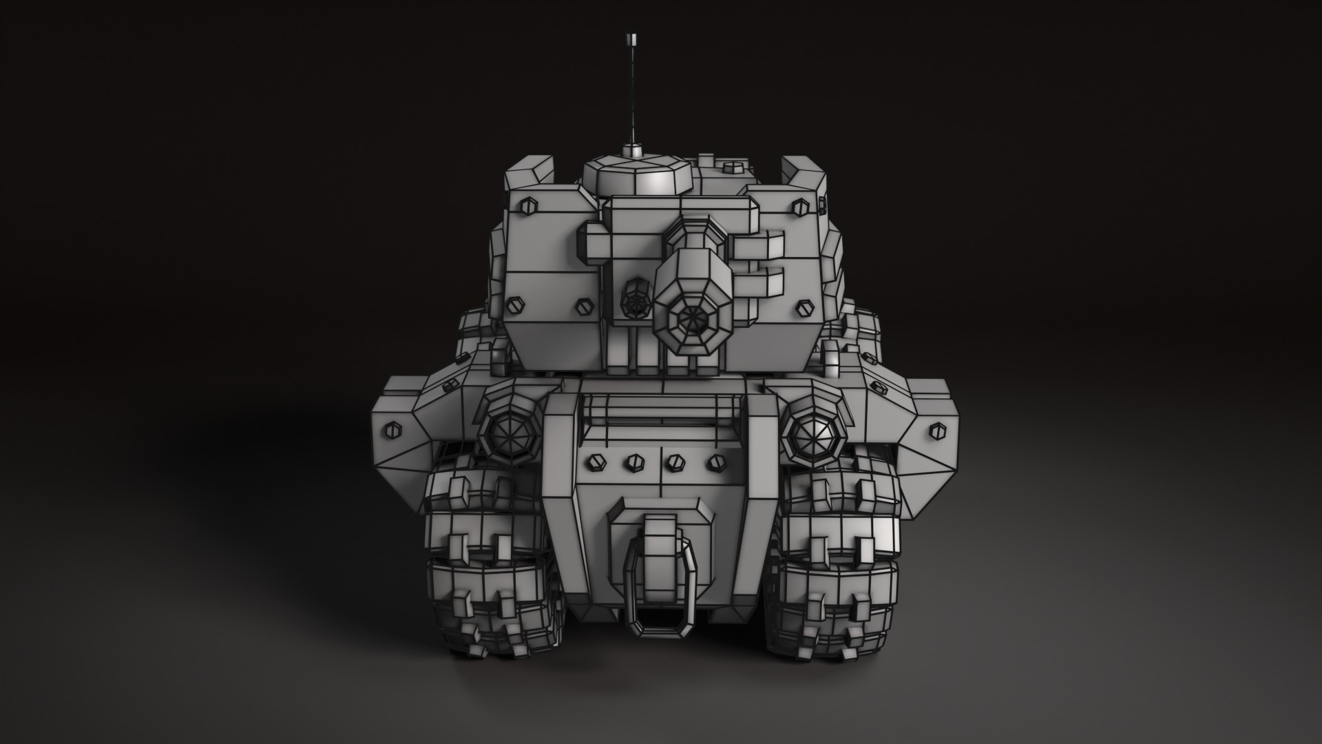 Stylized Tank Low-poly 3D model_8