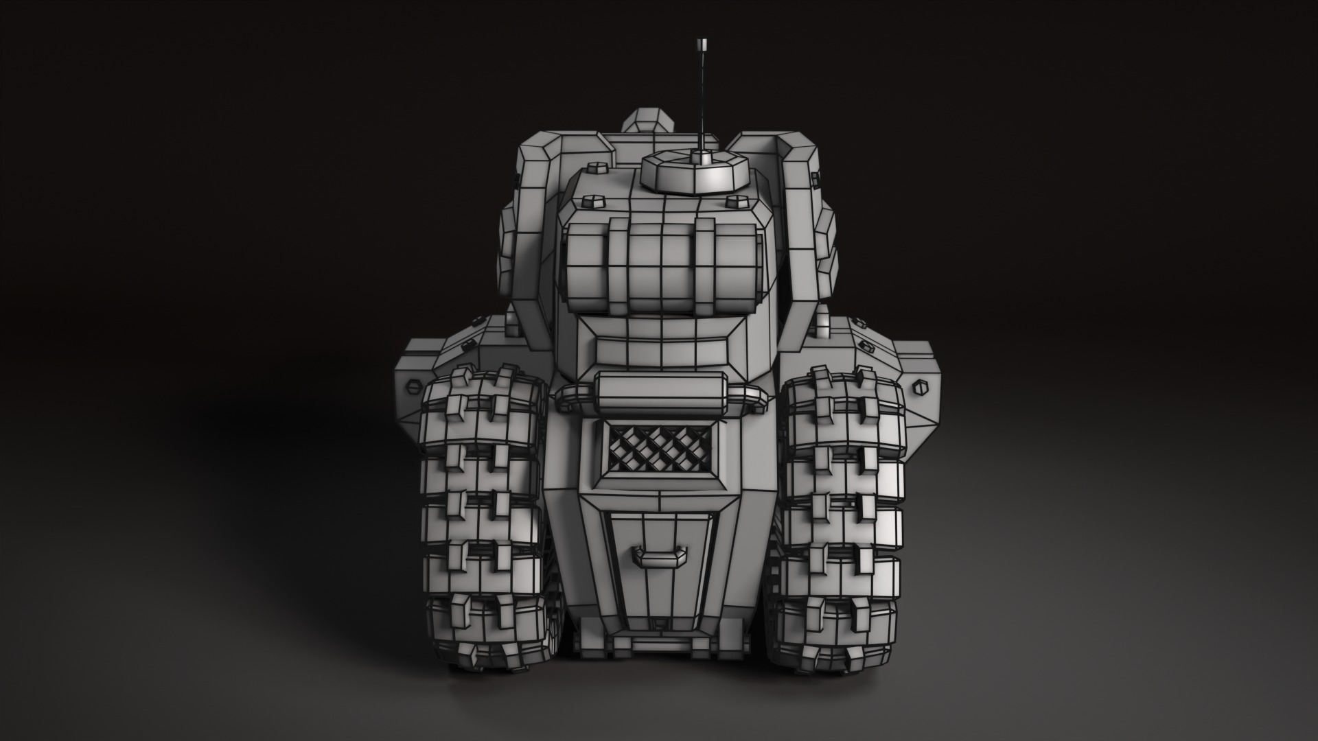 Stylized Tank Low-poly 3D model_9