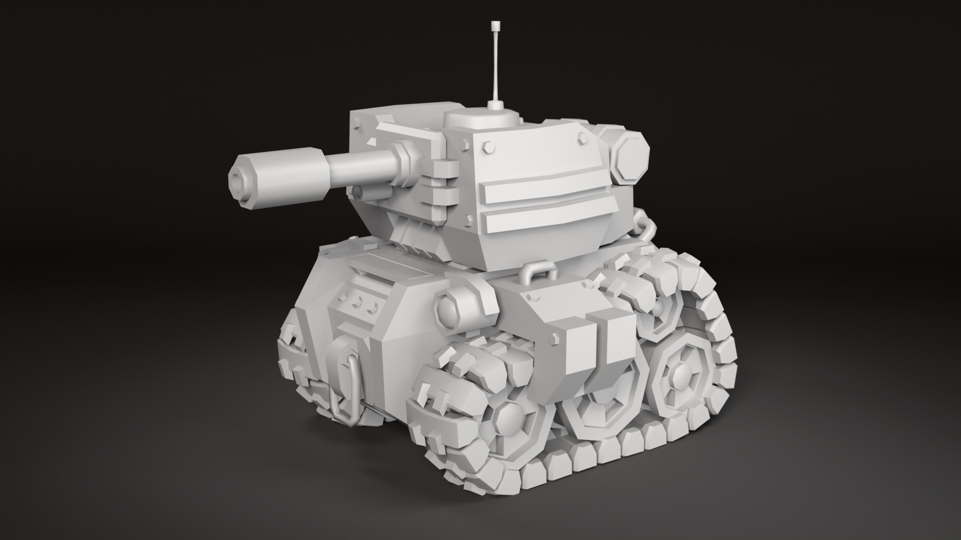 Stylized Tank Low-poly 3D model_5