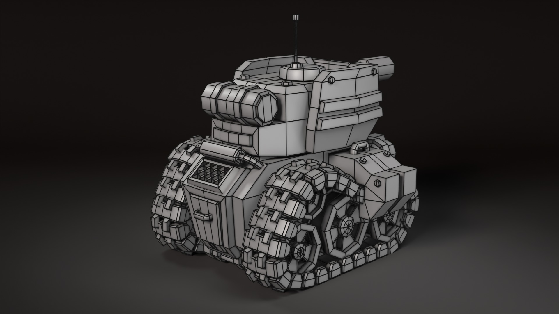 Stylized Tank Low-poly 3D model_7