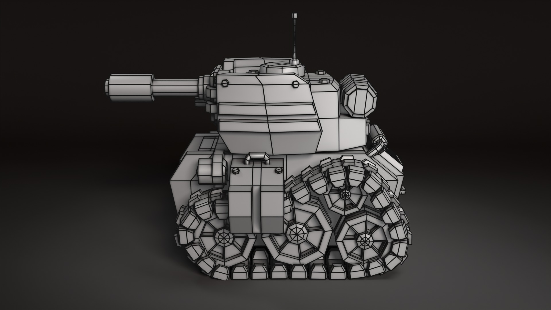 Stylized Tank Low-poly 3D model_10