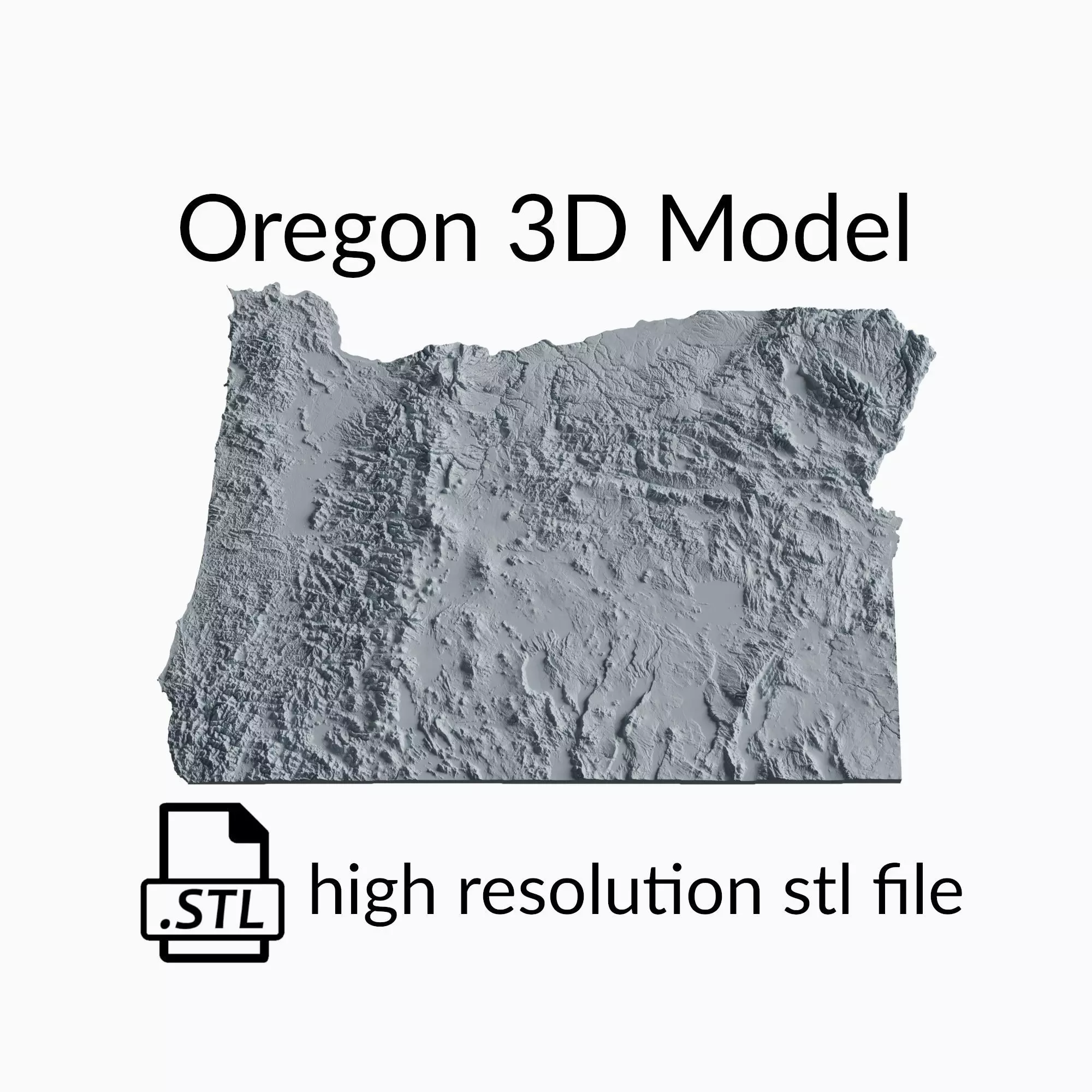 USA State of Oregon Topographic Map - 3D Terrain Topography 3D print model_0