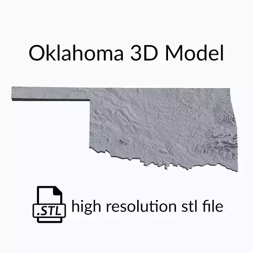 USA State of Oklahoma Topographic Map - 3D Terrain Topography