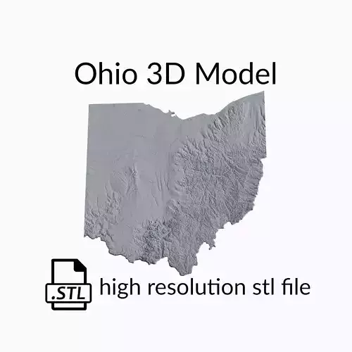 USA State of Ohio Topographic Map - 3D Terrain Topography 3D print model USA State of Ohio Topographic Map - 3D Terrain Topography 3D print model