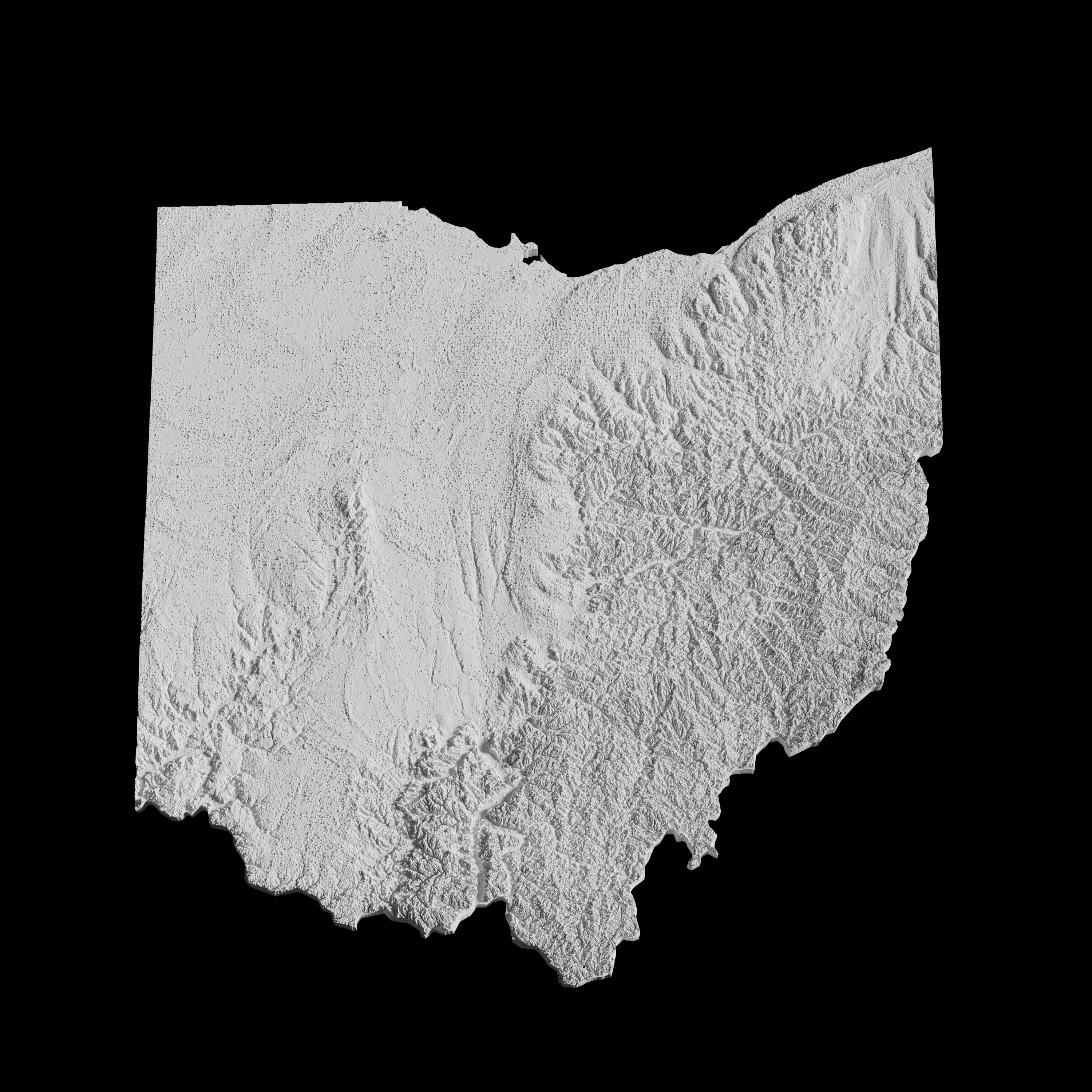 USA State of Ohio Topographic Map - 3D Terrain Topography 3D print model_1