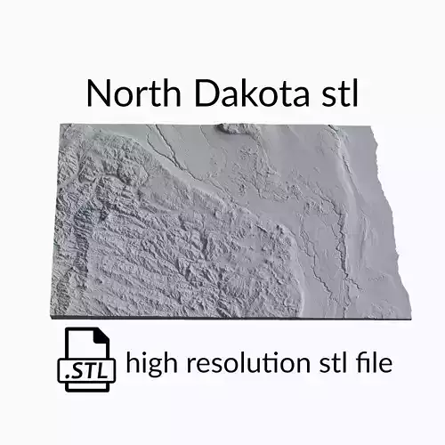 USA State of North Dakota Topographic Map - 3D Terrain Topo