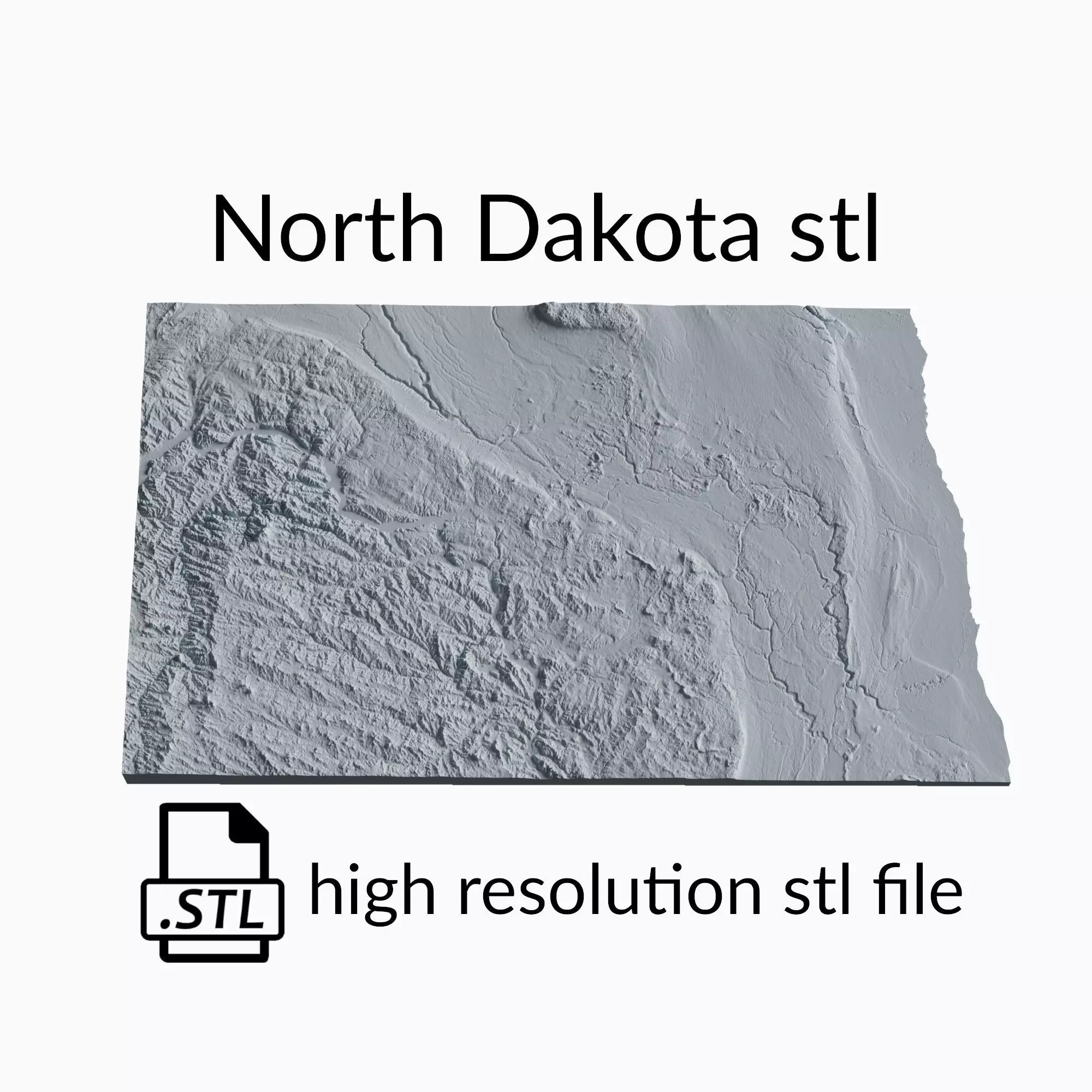 USA State of North Dakota Topographic Map - 3D Terrain Topo 3D print model