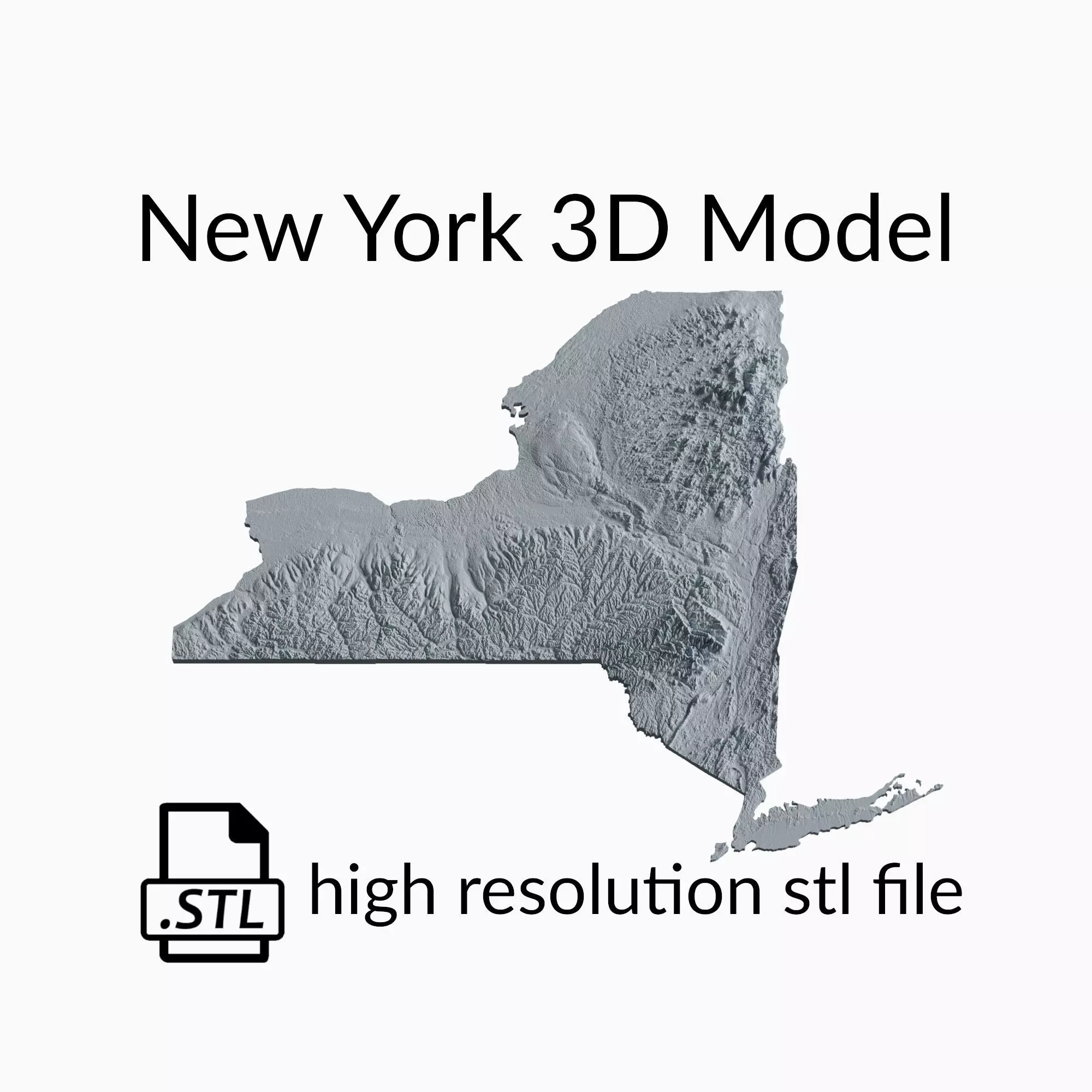 USA State of New York Topographic Map - 3D Terrain Topo 3D print model_0