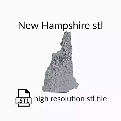 USA State of New Hampshire Topographic Map - 3D Terrain