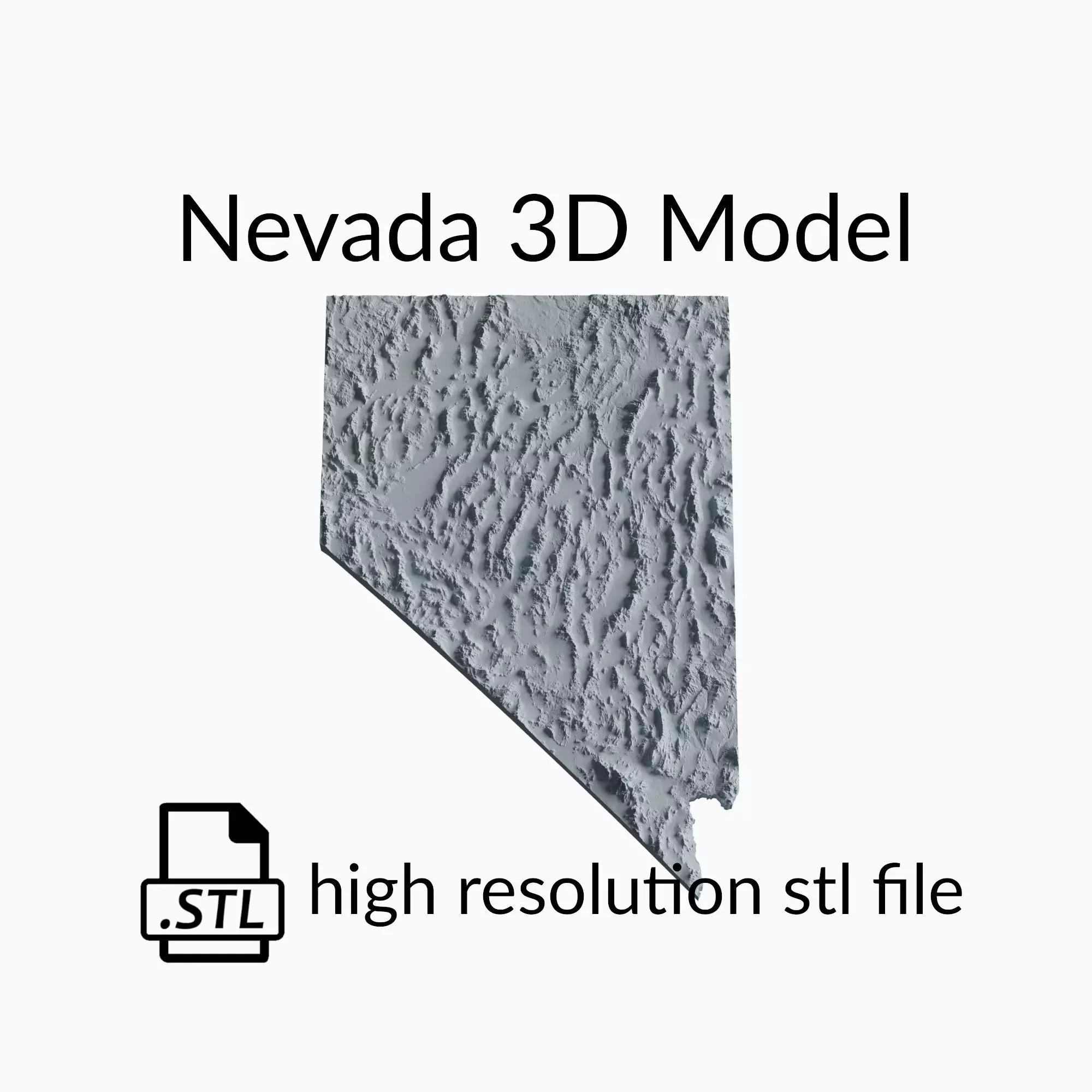 USA State of Nevada Topographic Map - 3D Terrain Topography 3D print model