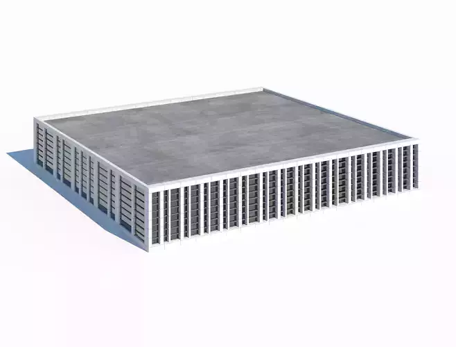 Modern flat-roof office building model