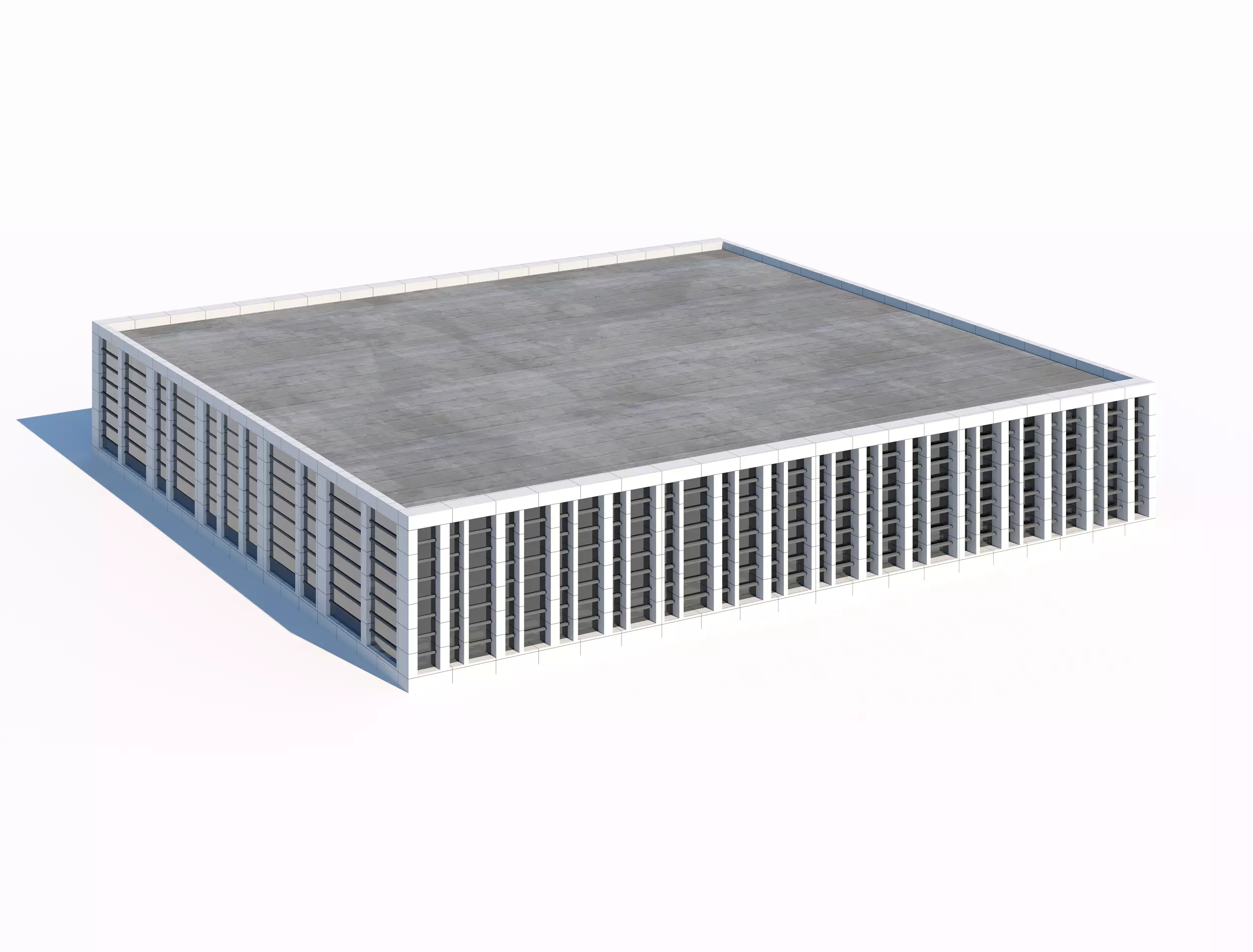 Modern flat-roof office building model 3D model