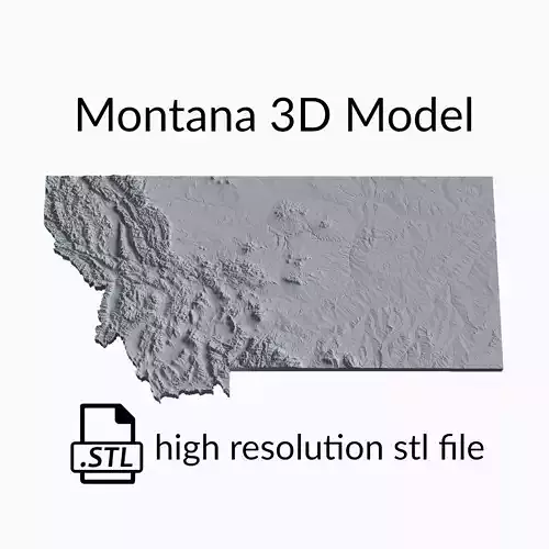 USA State of Montana Topographic Map - 3D Terrain Topography 3D print model