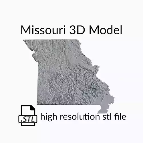 USA State of Missouri Topographic Map - 3D Terrain Topo 3D print model