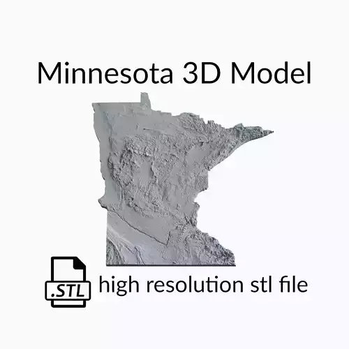 USA State of Minnesota Topographic Map - 3D Terrain Topo 3D print model