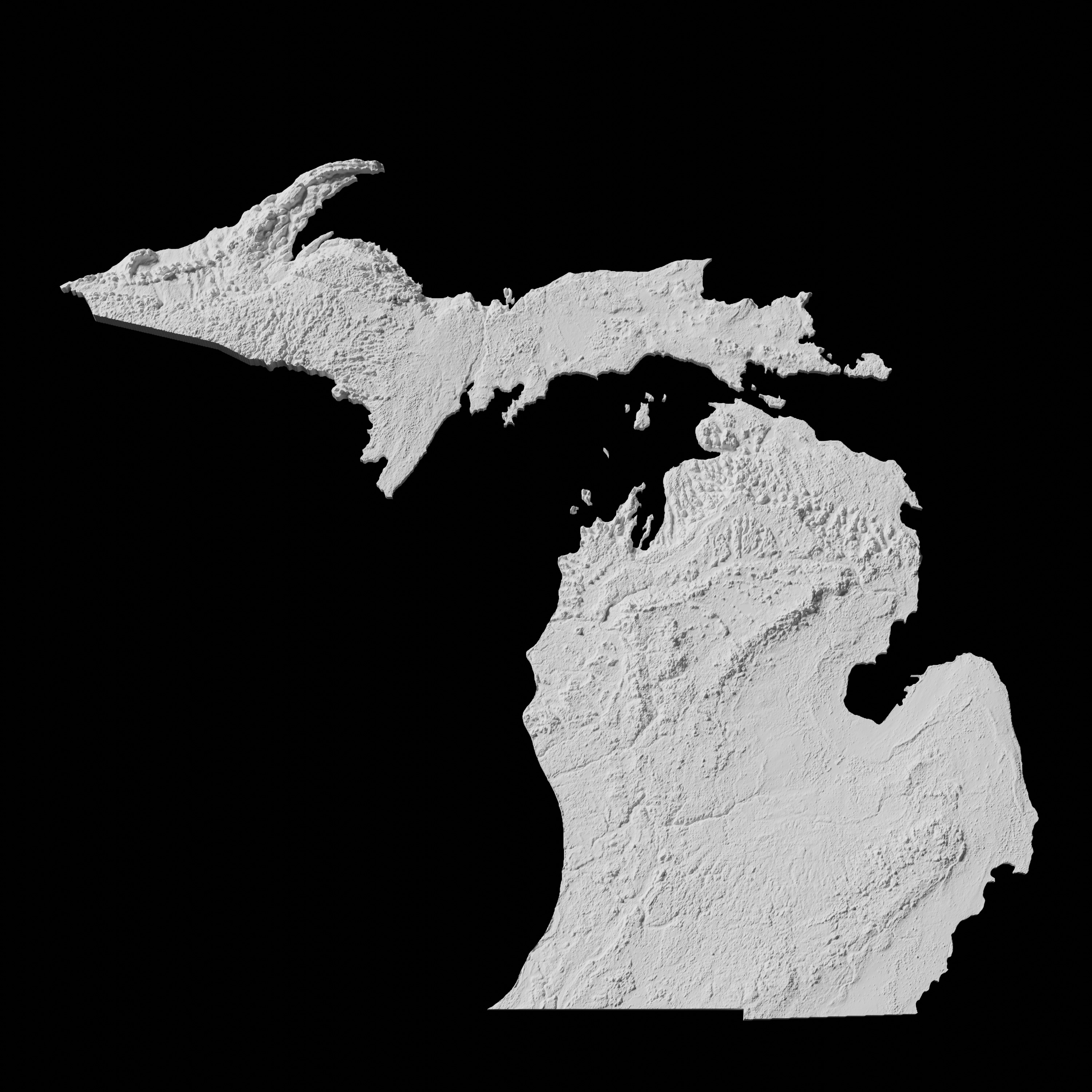 USA State of Michigan Topographic Map - 3D Terrain Topography 3D print model_1