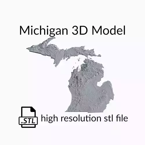 USA State of Michigan Topographic Map - 3D Terrain Topography