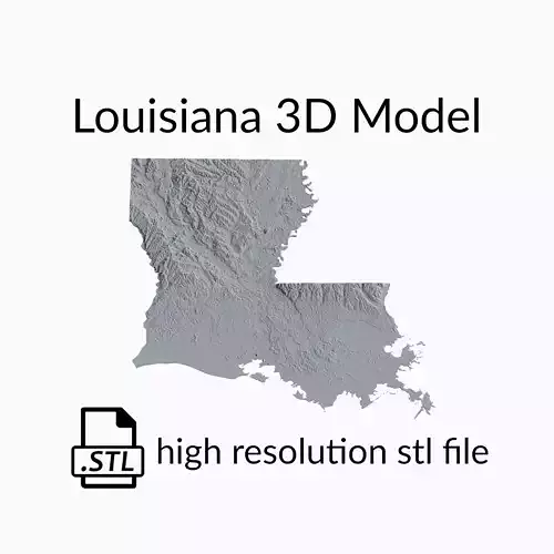 USA State of Louisiana Topographic Map - 3D Terrain Topo