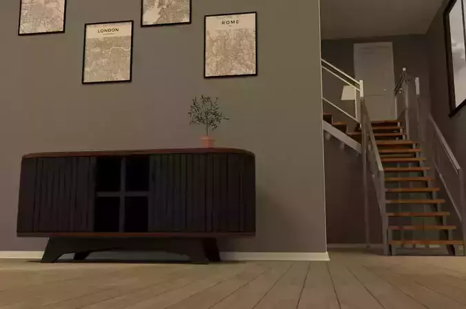 Oval Sideboard Cupboard With Sliding Doors 50x120