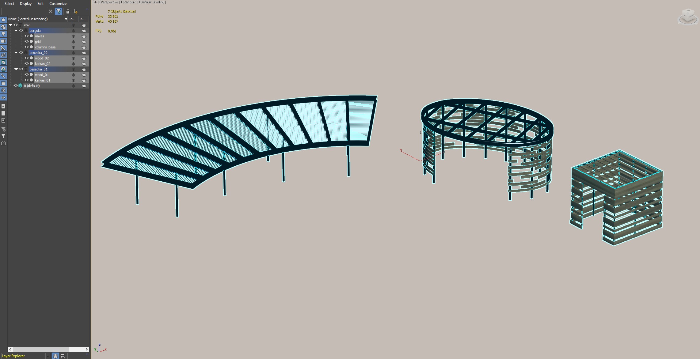 Modular pavilion and pergola structures 3D model_2