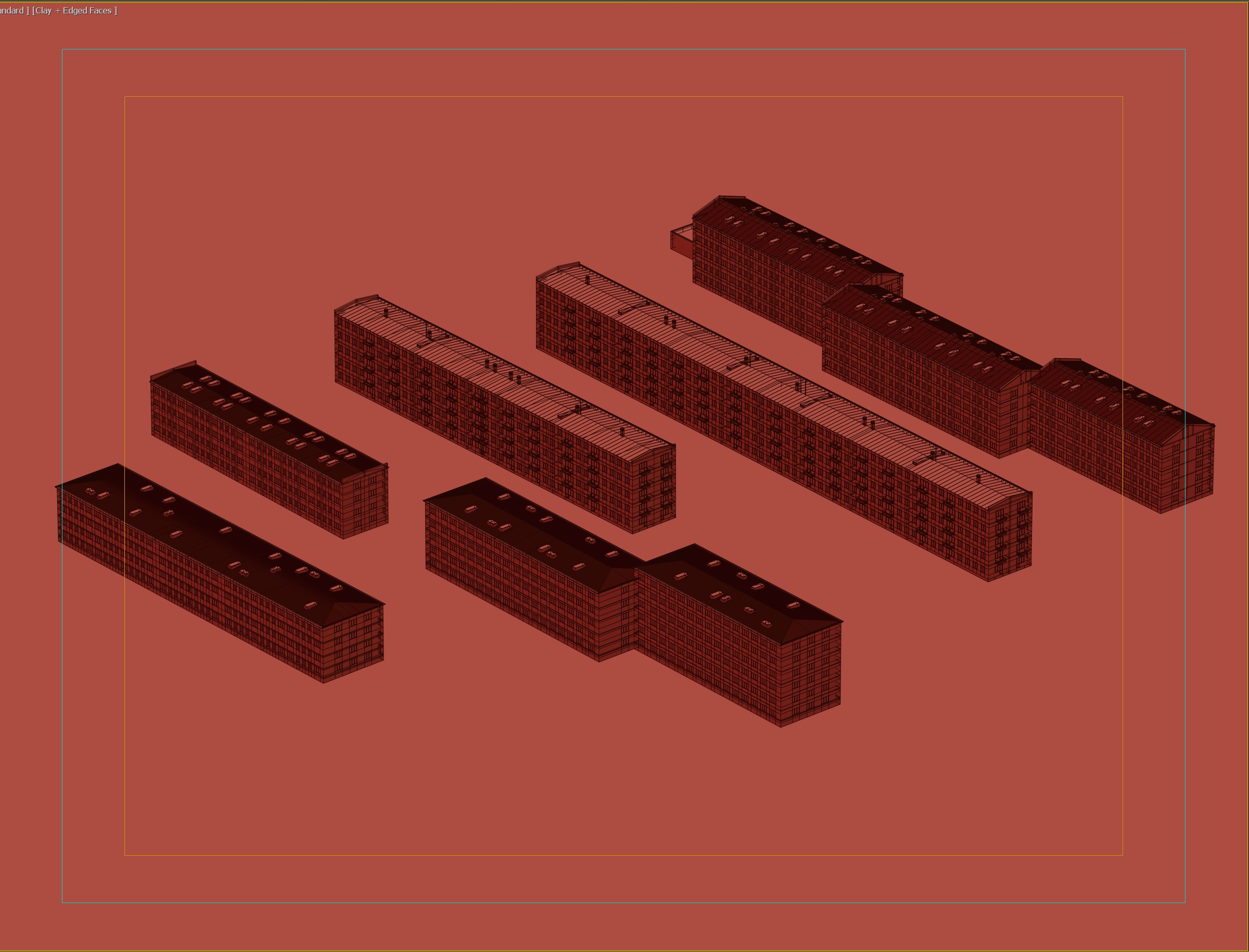 Soviet era residential block set 3D model_3