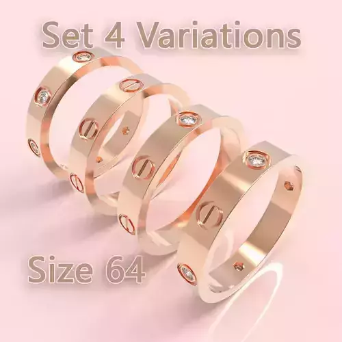 Screw Ring Set 4 Variations Size 64 3D print model