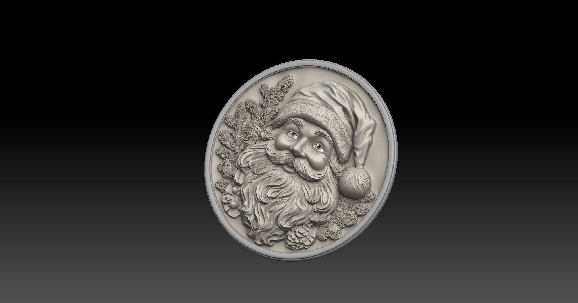 santa clause bas relief 3D print model v2  3D print model_4
