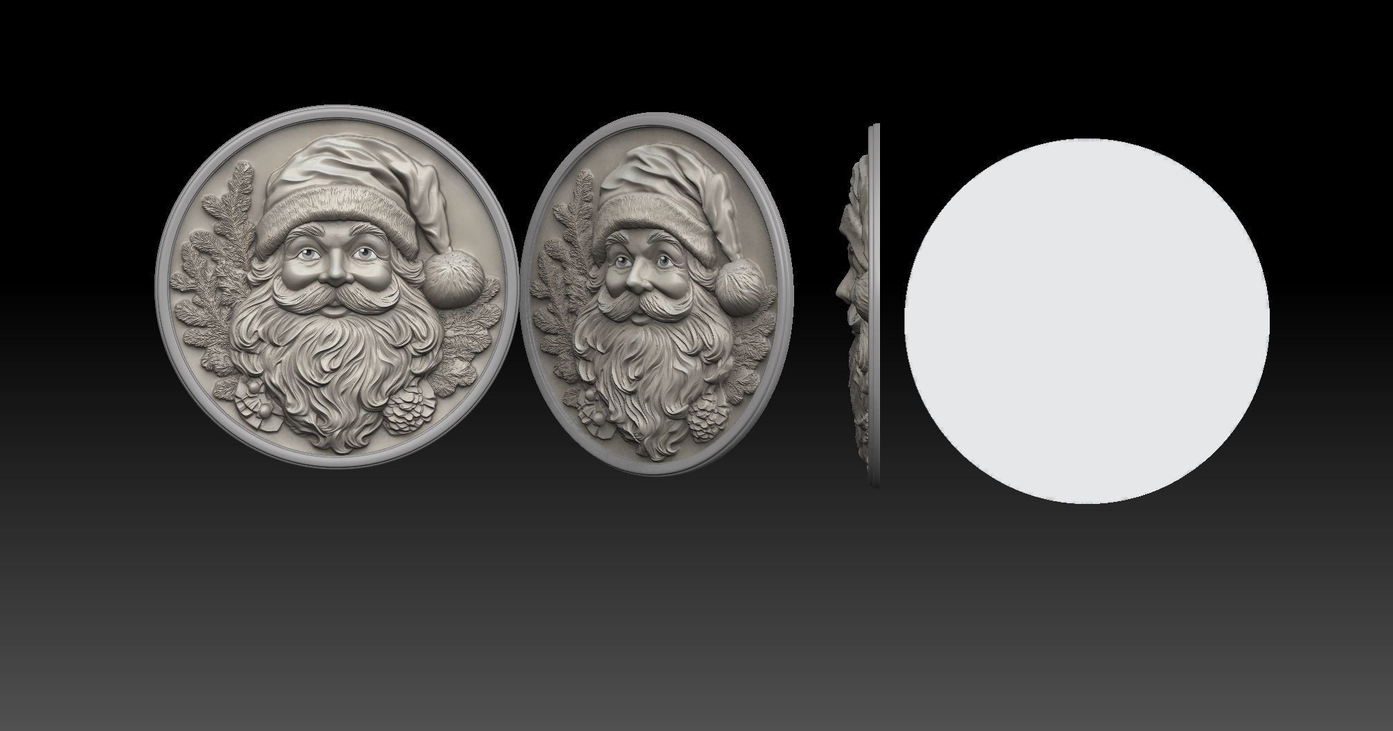 santa clause bas relief 3D print model v2  3D print model_3