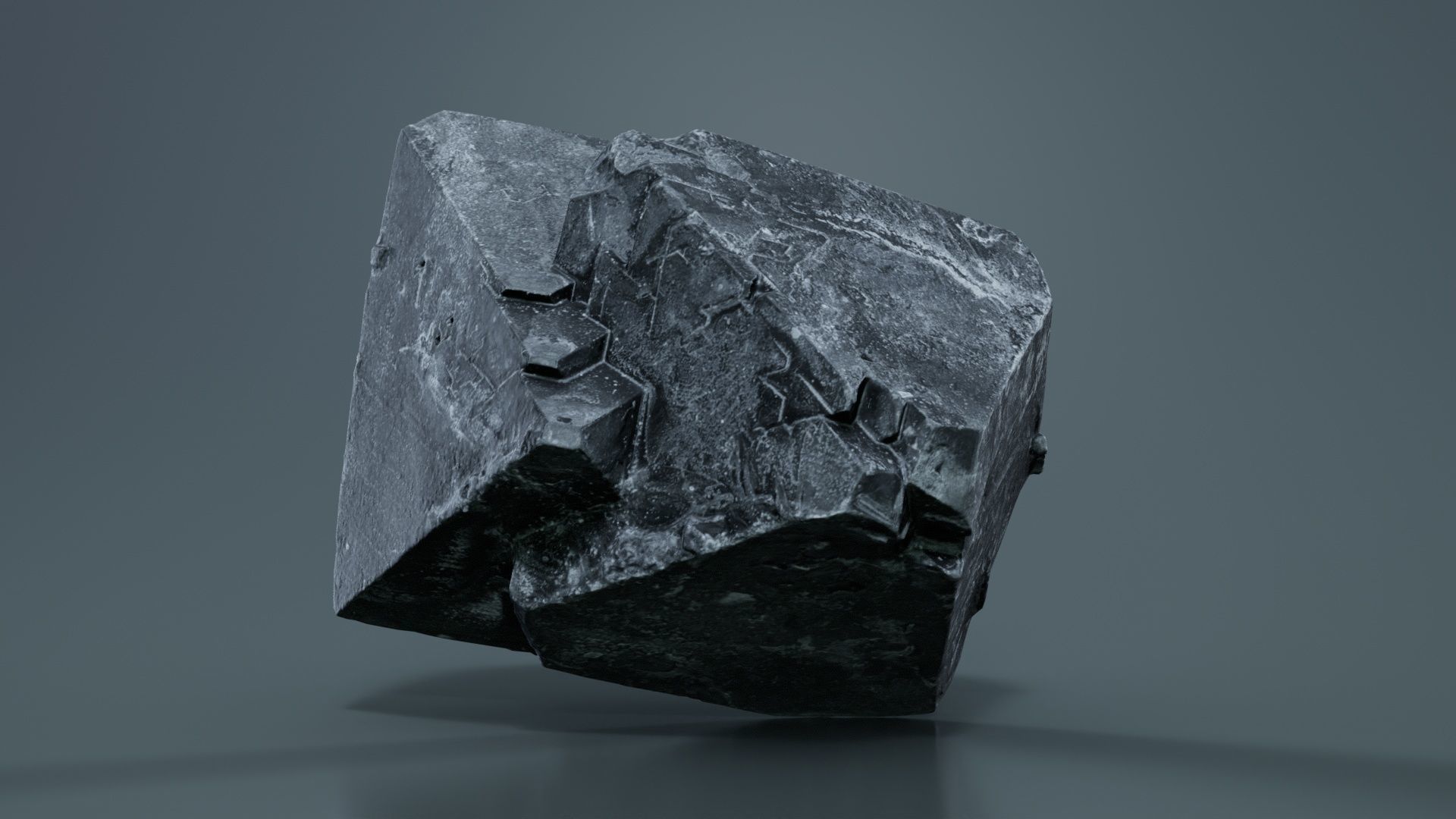 Black Salt Crystal 01 Low-poly 3D model_7