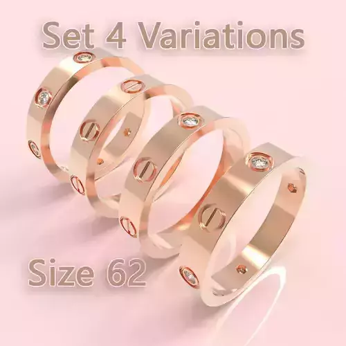 Screw Ring Set 4 Variations Size 62