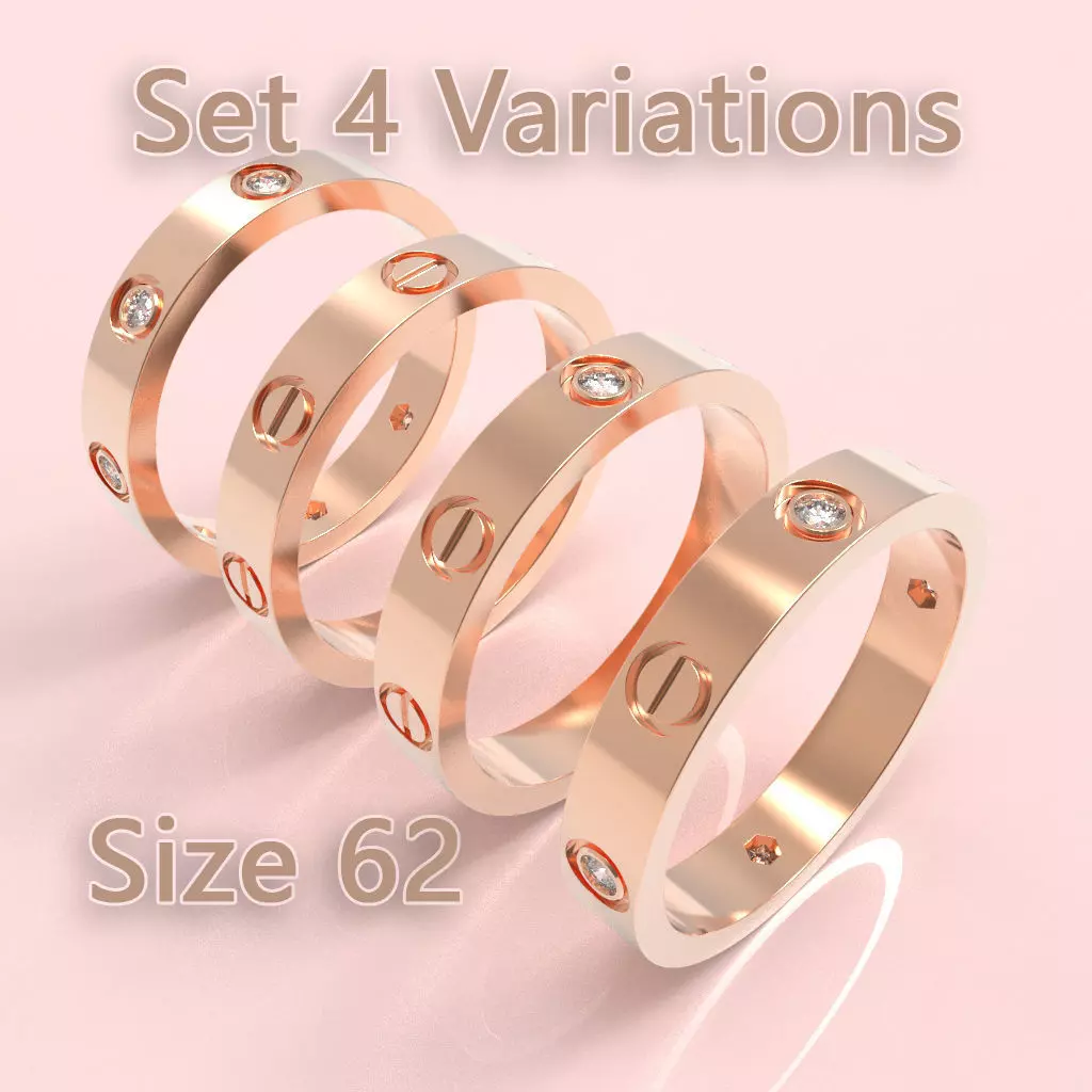 Screw Ring Set 4 Variations Size 62 3D print model_0