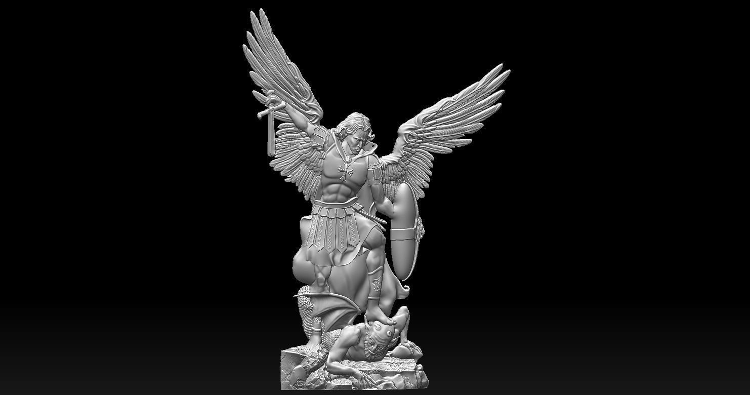 Archangel Michael Bas-Relief 2 3D print model 3D print model_4