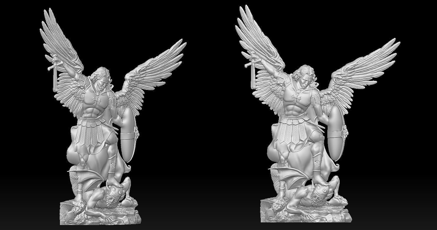 Archangel Michael Bas-Relief 2 3D print model 3D print model_2
