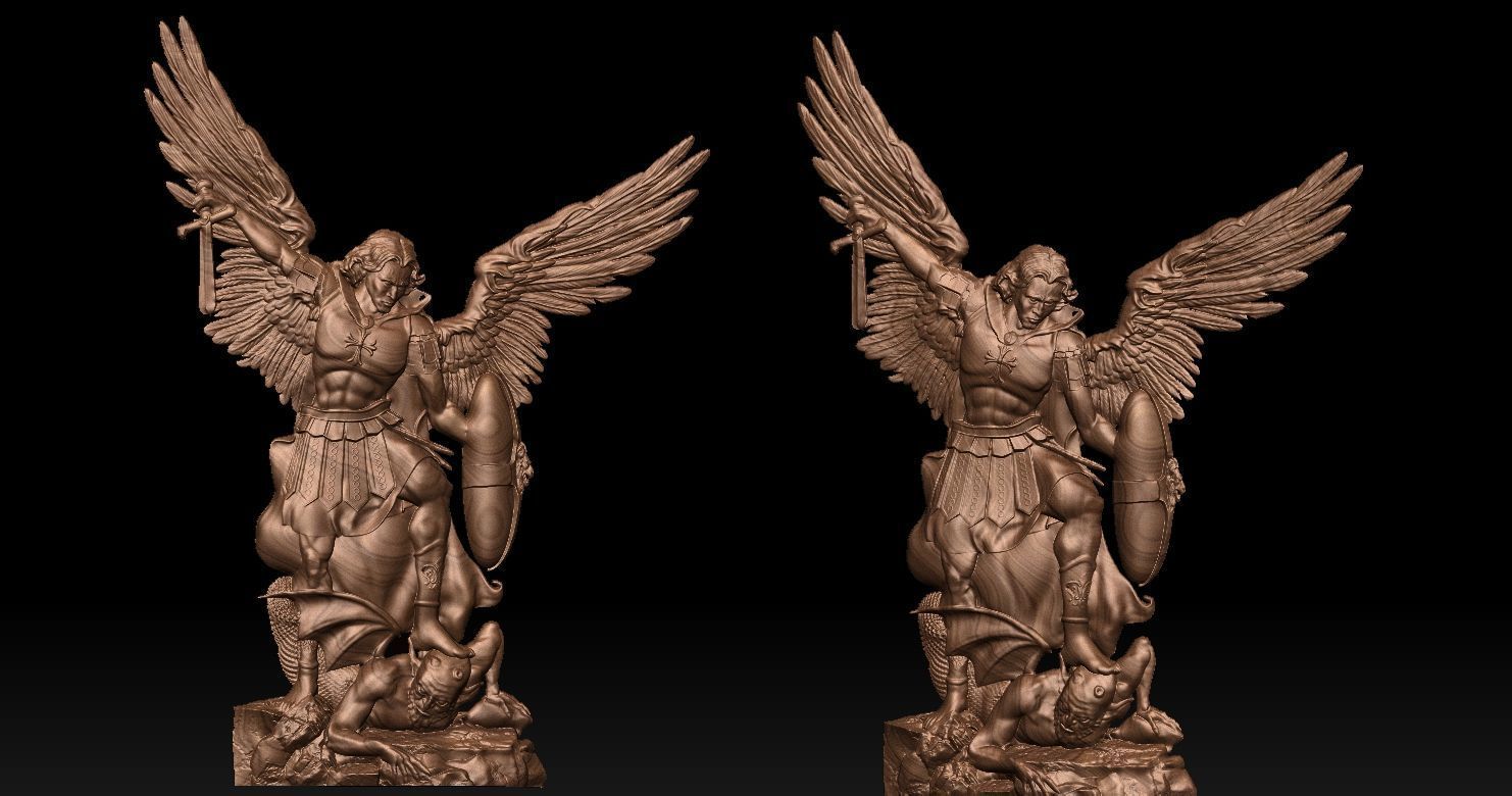 Archangel Michael Bas-Relief 2 3D print model 3D print model_10