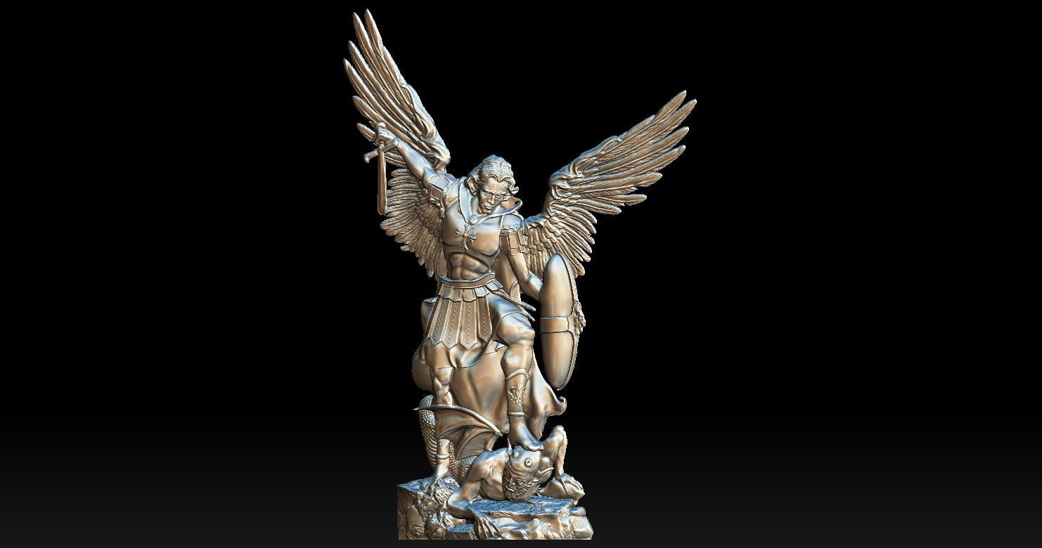 Archangel Michael Bas-Relief 2 3D print model 3D print model_6